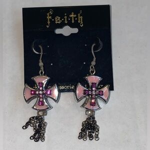 F.A.I.T.H. Jewelry Think Pink NEW Cross Earrings 🐝